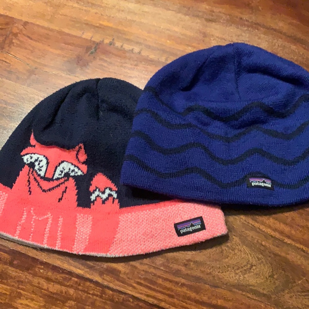 Two toddler size small Patagonia hats.